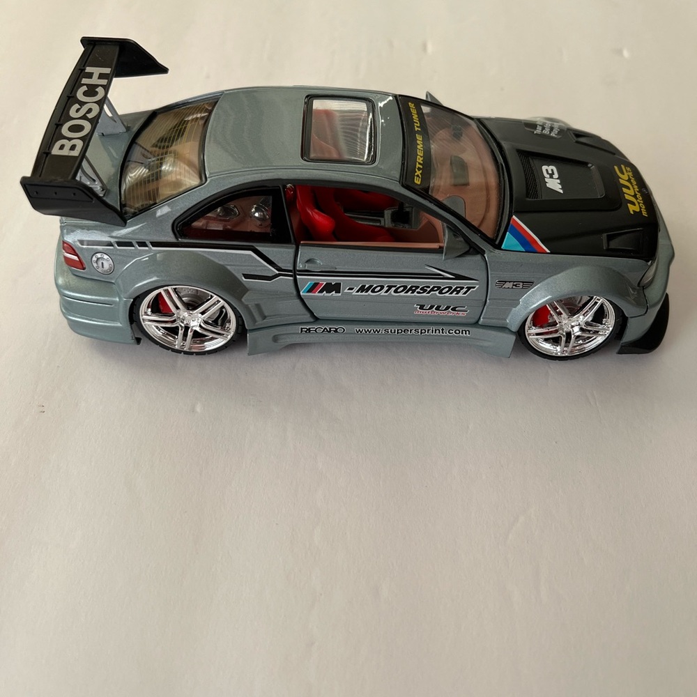Grey Blue BOLEY Motorspeed Extreme Tuner - BMW M3 (1:24, Light Up) Diecast Car